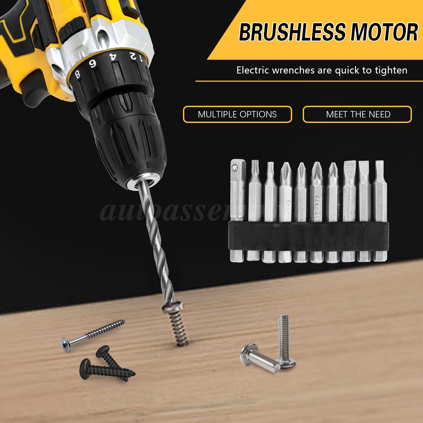 Cordless Impact Wrench 1/2&Prime; 1000Nm High Torque Brushless Drill W/ Li-ion Battery
