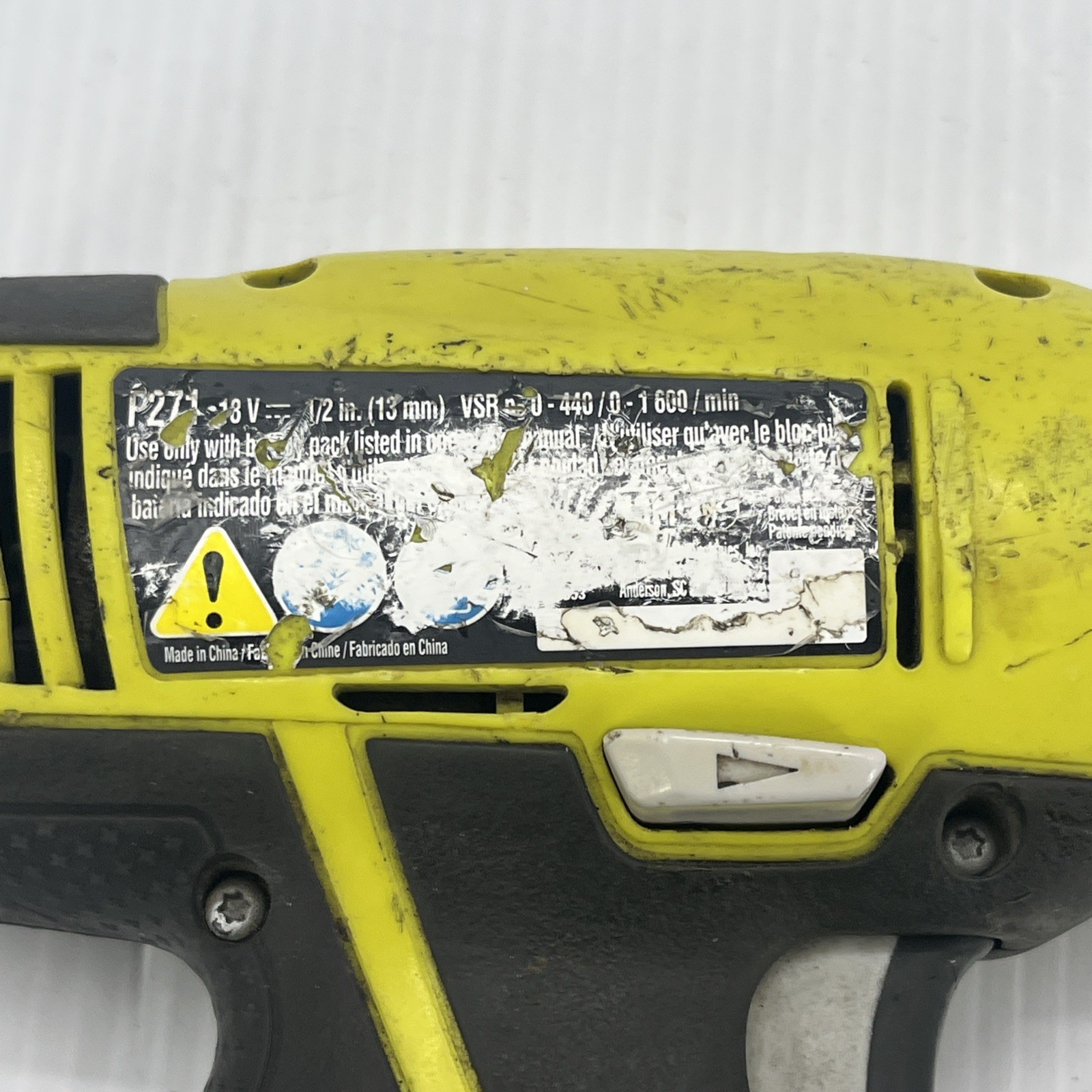 RYOBI P271 18 Volt 1/2&Prime; Cordless Drill Driver Cordless Tested Works. {57}.