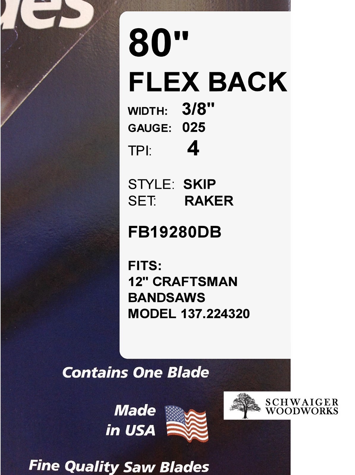 Olson Flex Back Band Saw Blade 80&Prime; inch x 3/8&Prime;, 4 TPI, 12&Prime; Craftsman 137.224320