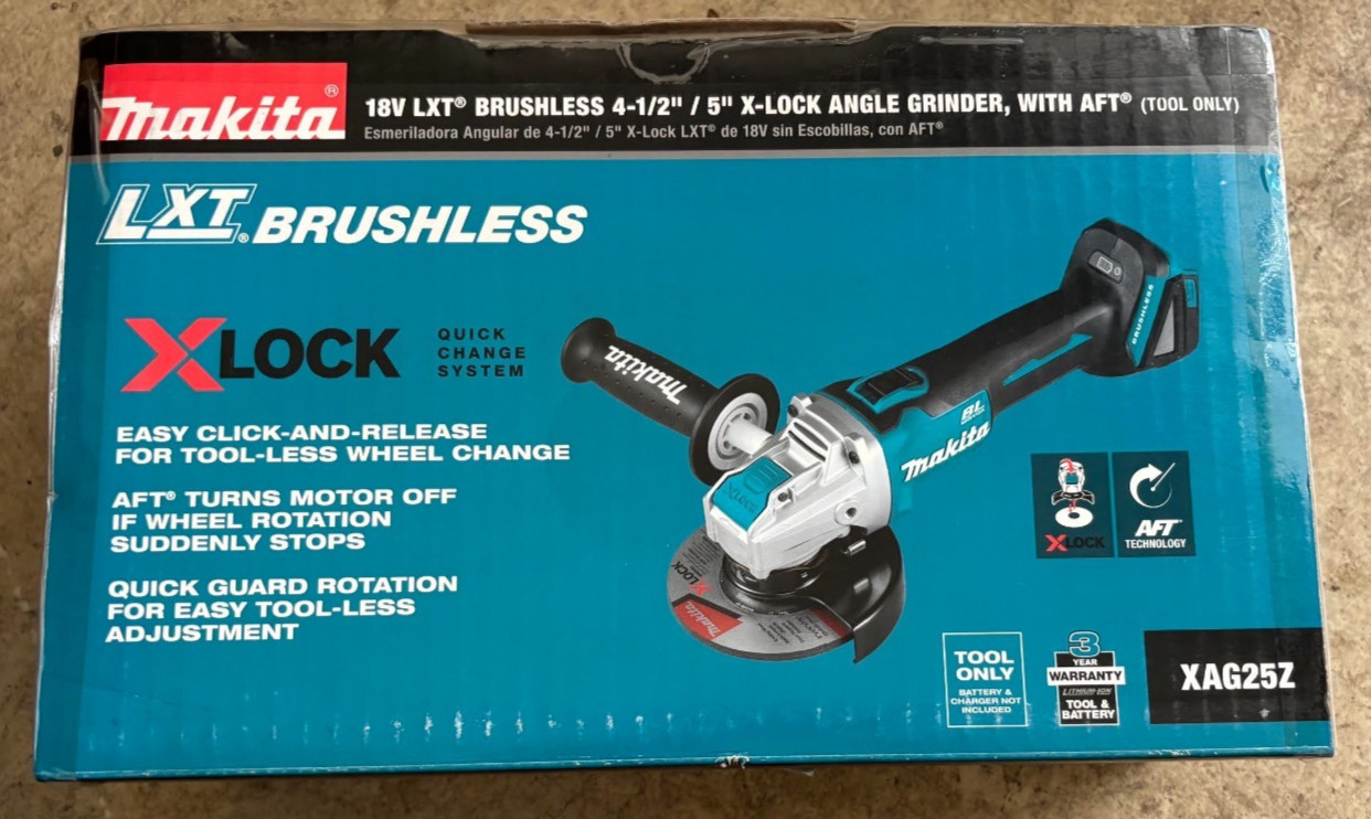 NEW Makita XAG25Z Angle Grinder 18V LXT Lithium‑Ion X‑LOCK 4.5-5 Brush/cord-less