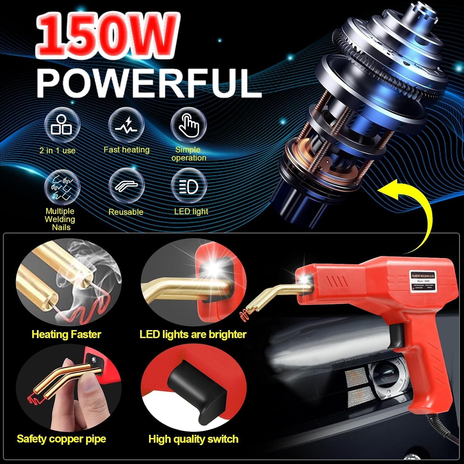 150W Plastic Welder Kit 1000PCS Hot Stapler Welding Machine 2 in 1