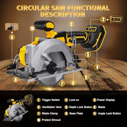 5.5&Prime; Cordless Circular Saw, Brushless Motor, 0-45° Bevel, Max Cut Depth 1.9&Prime; – I