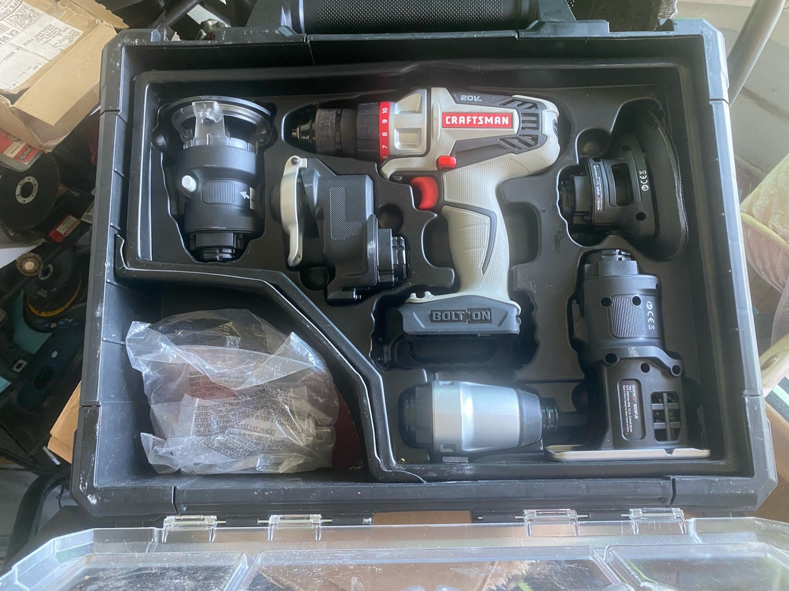Craftsman Bolt On 20v 16496 Kit Battery & Charger 5 Attachments, Case