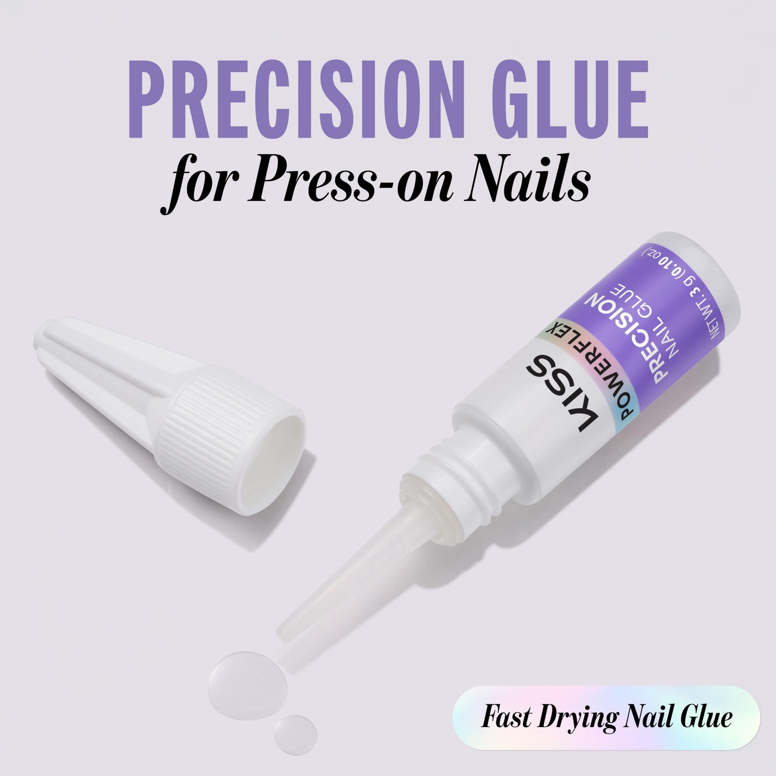 Kiss PowerFlex Precision Nail Glue for Press Ons, 0.10 Oz (Pack of 1), Clear