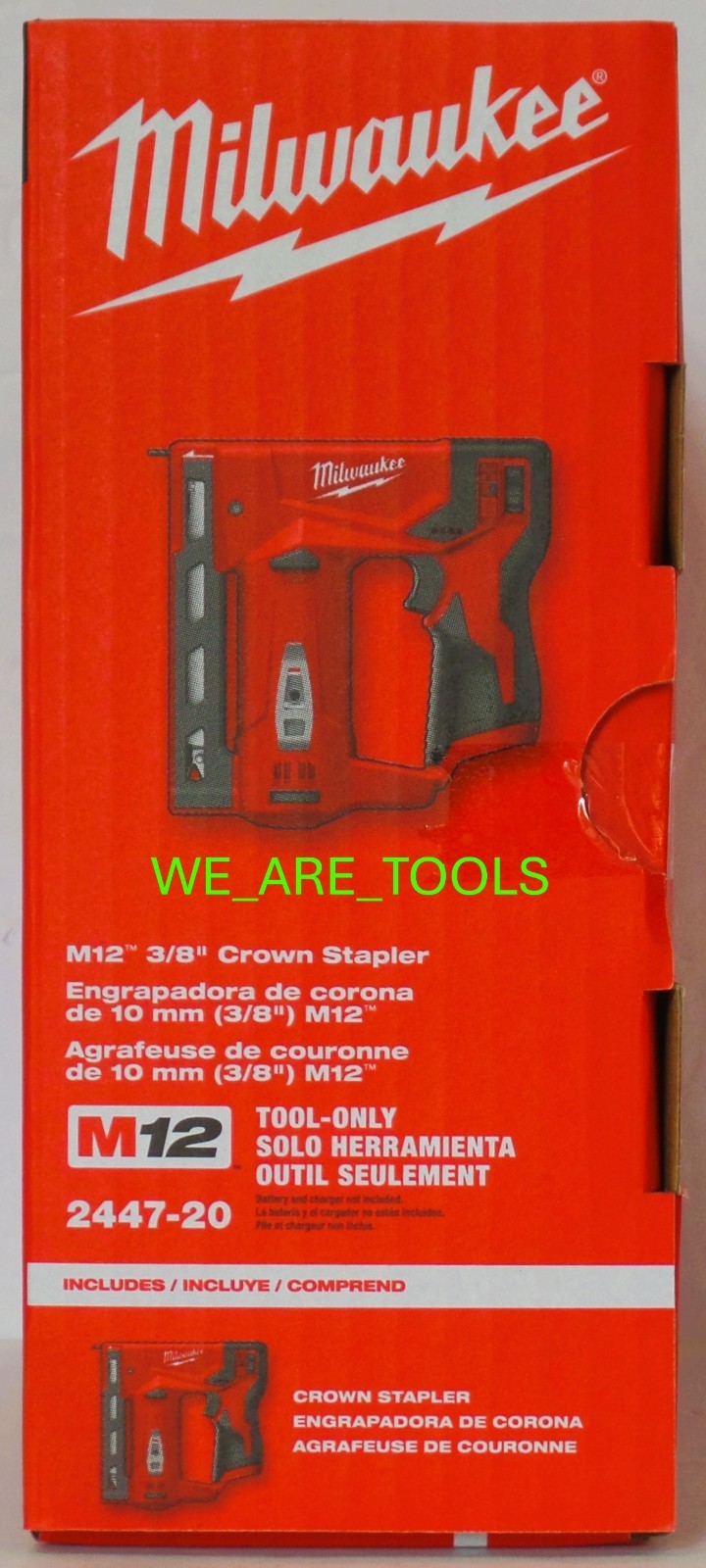 NEW Milwaukee 2447-20 M12 Cordless Compact 3/8&Prime; Crown Stapler, 1) 1.5 AH Battery