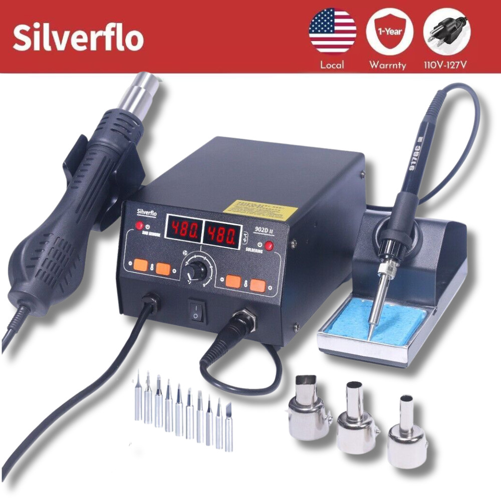 2in1 Digital 750W Soldering Station Iron Kit Hot Air Gun Heat Rework SMD Welding