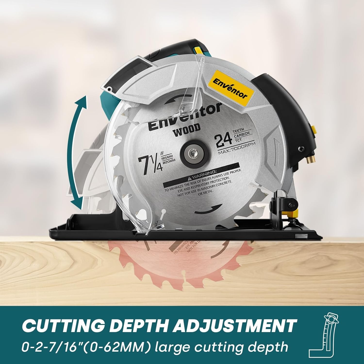 Sierra circular eléctrica 7-1/4 10A 5800RPM guía láser 0-90°