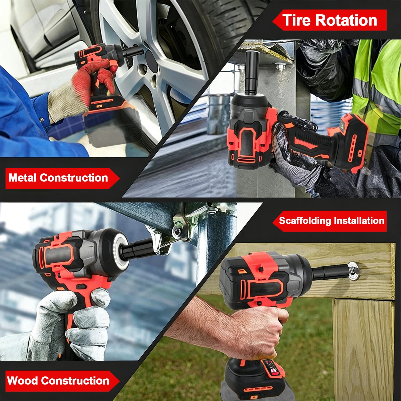 20V Cordless Electric 600NM 1/2&Prime; IMPACT WRENCH Brushless Bare Tool No Battery
