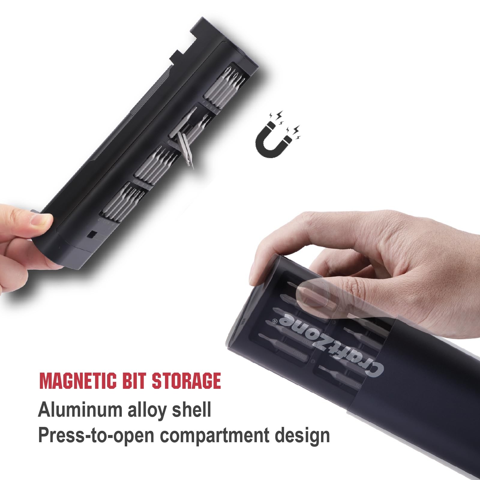 CRAFTZONE Ultra Mini Electric Precision Power Screwdriver Set Kit | Max Grey