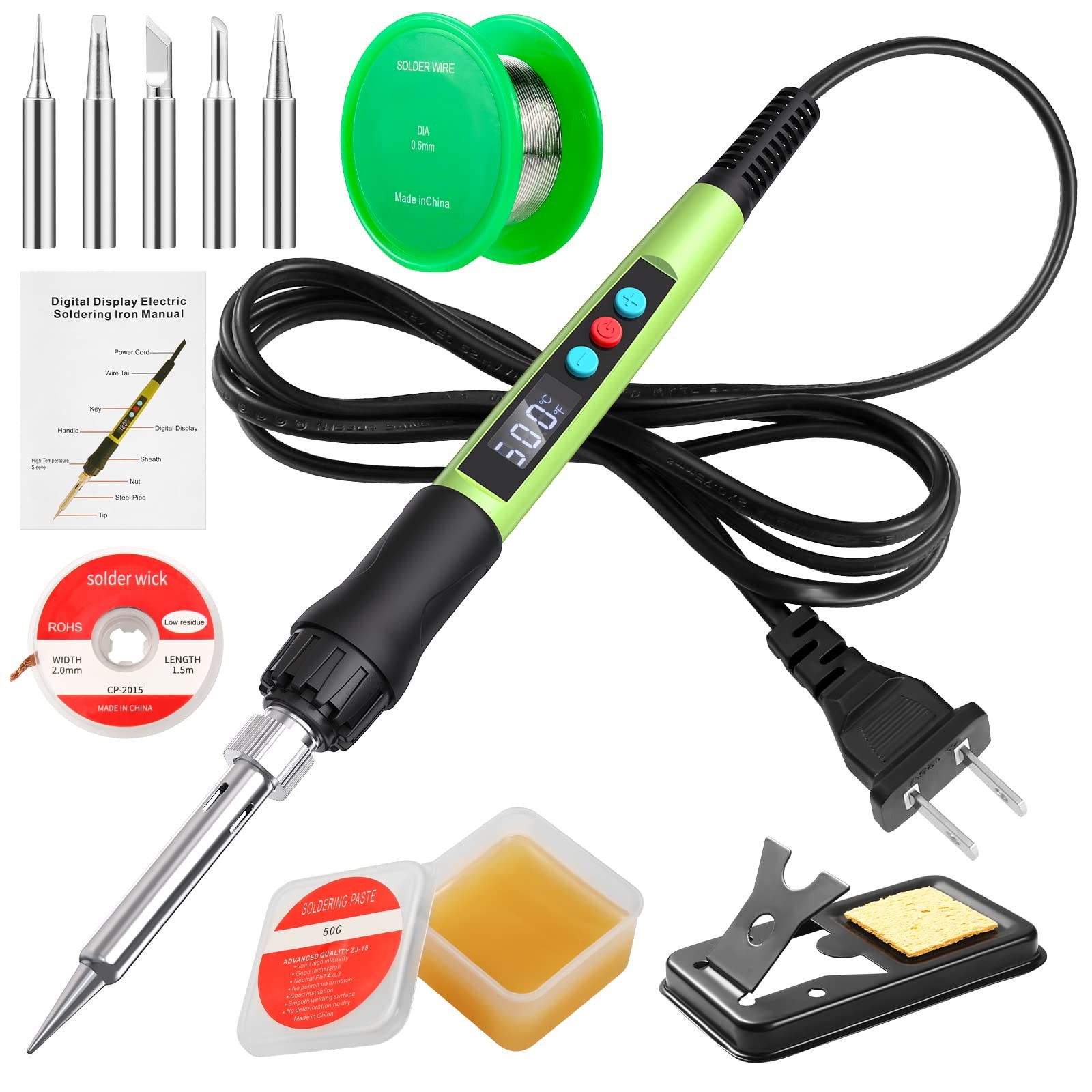 Soldering Iron Kit100w Led Digital Solder Iron Soldering Gun Kit With Ceramic He