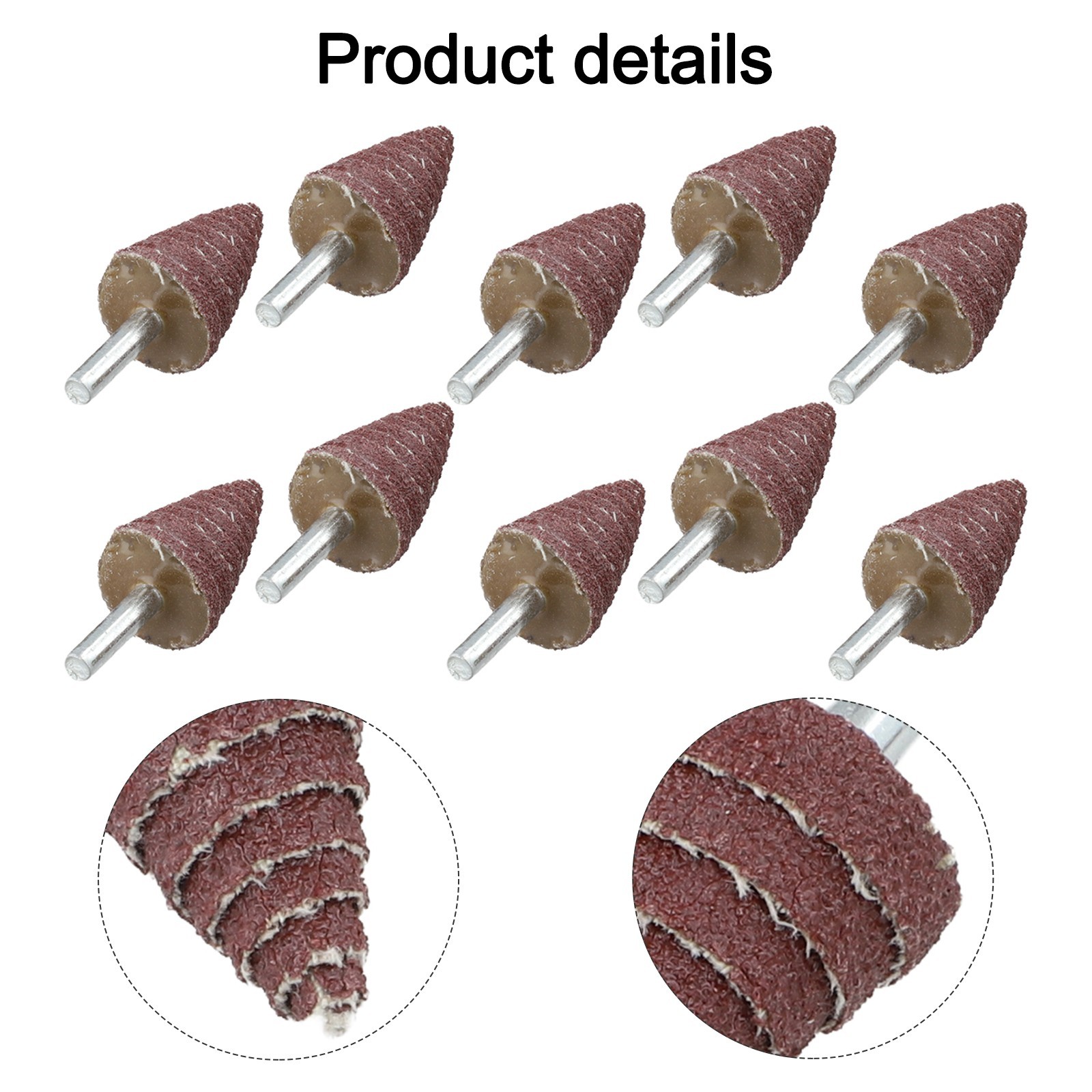 10PCS Tapered Cone Grinding Heads with 6MM Shank for Electric Grinding