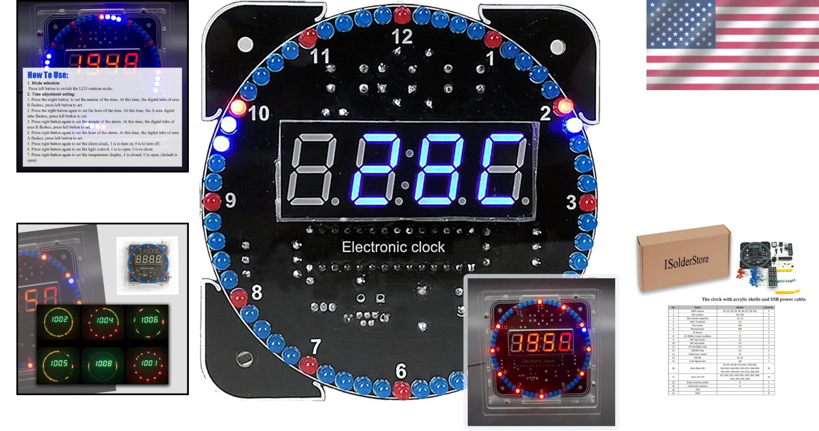 60s Transparent Electronics Clock Kit: DIY Soldering for Aspiring Engineers
