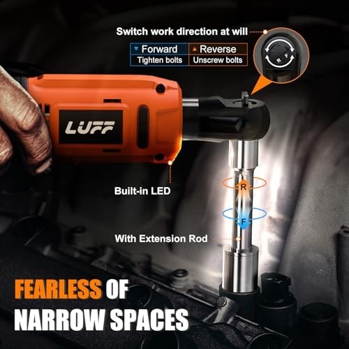 Cordless Ratchet Wrench 3/8 Inch 12V 50N.m 2000mAh 2 Batteries Fast Charger