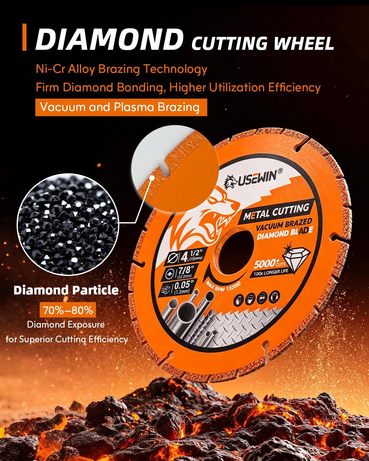 4.5 Inch Diamond Cut Off Wheels 7/8 Arbor Angle Grinder Cutting Disc Metal Steel