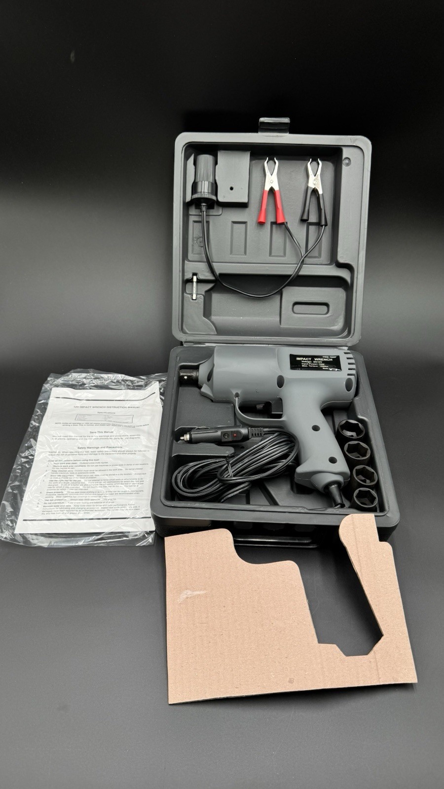 12V DC Impact Wrench Item 70537 Portable Auto Lug Nut Tool Kit w/ Case
