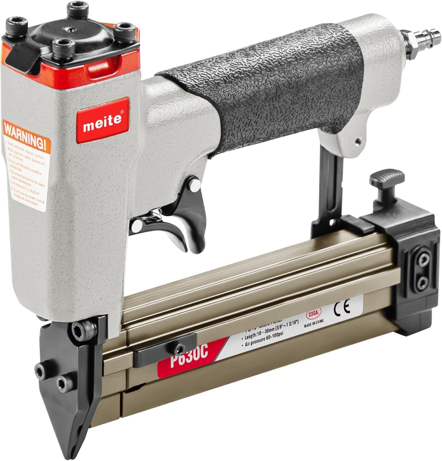 meite P630C 23 Gauge Pneumatic Pin Nailer Gun Accepts 3/8&Prime; to 1-3/16&Prime; Pin Nails