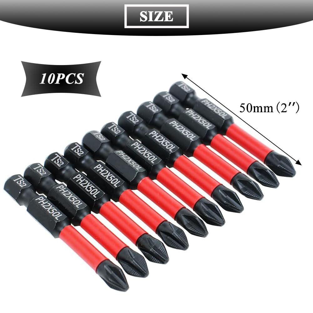 Teocpai 10PCS 2 Inch Magnetic Phillips Screwdriver One Size, Black and Red