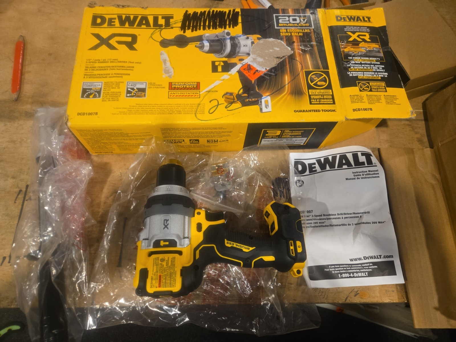 Dewalt DCD1007B 3 SPD HAMMER DRILL/DRIVER 20 VOLT