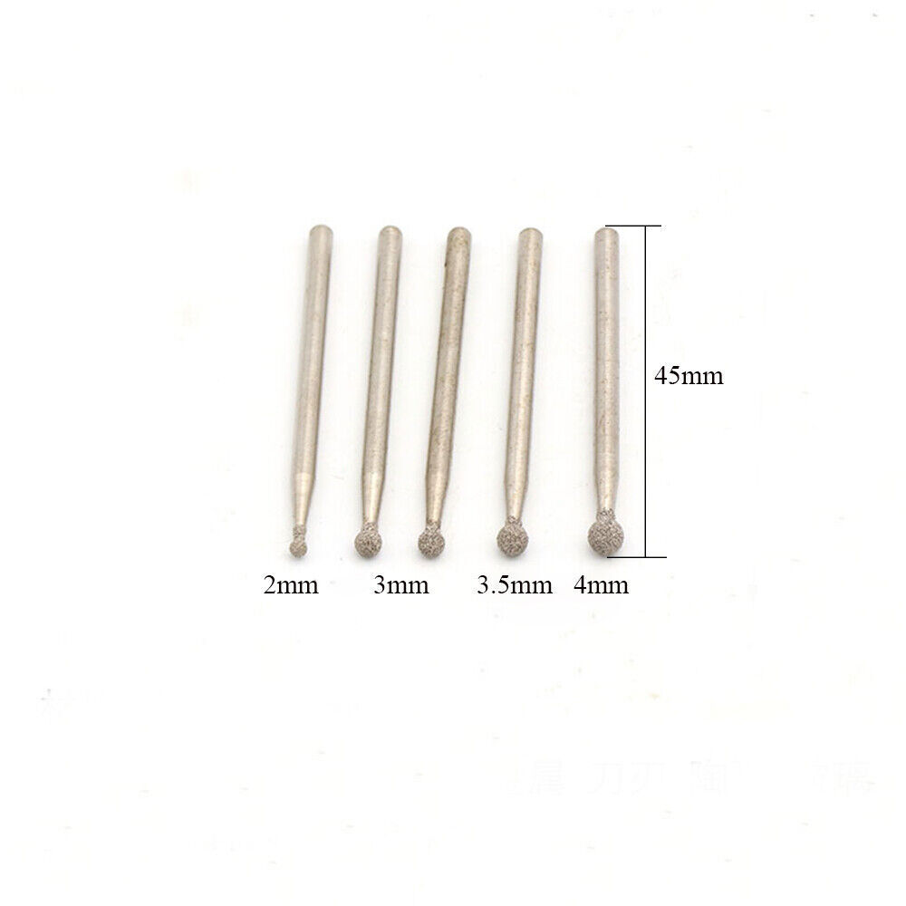 2/3/3.5/4mm Brazing Ball Round Diamond Burr Grinding Bit for Dremel Stone Glass