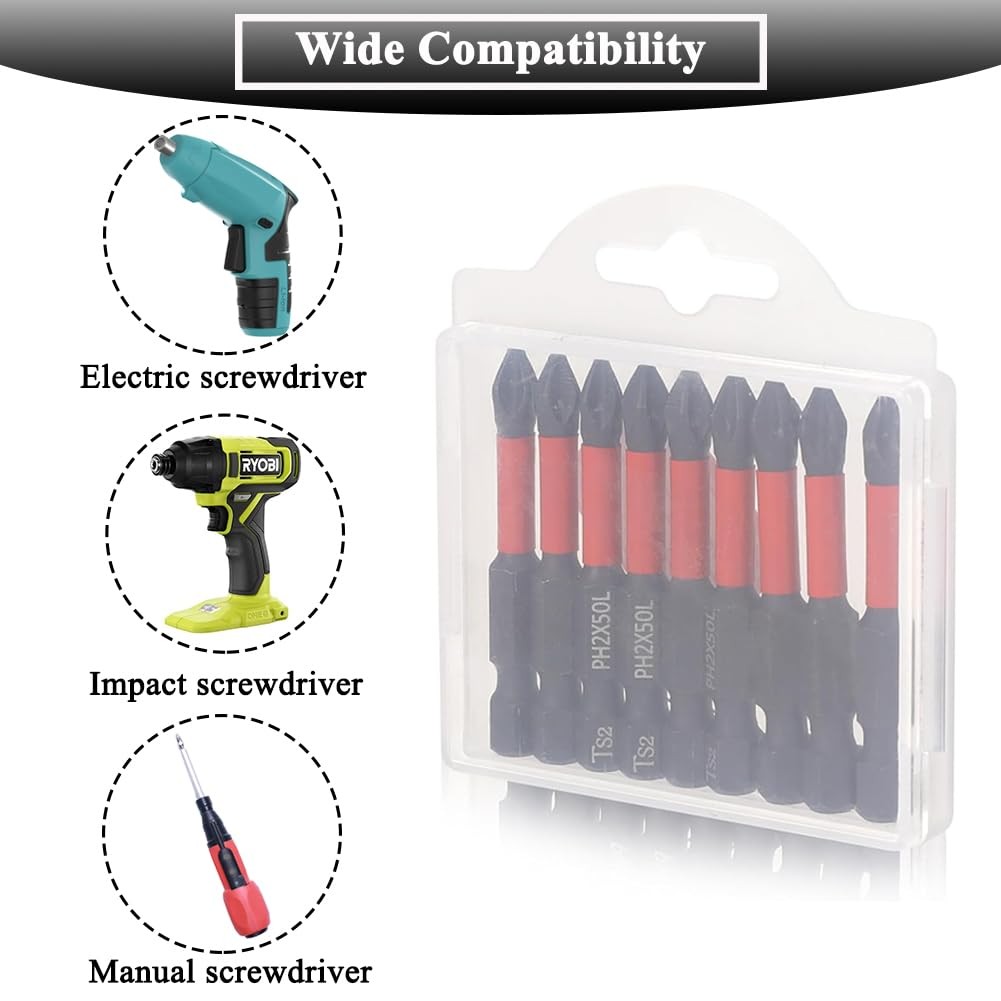 Teocpai 10PCS 2 Inch Magnetic Phillips Screwdriver One Size, Black and Red