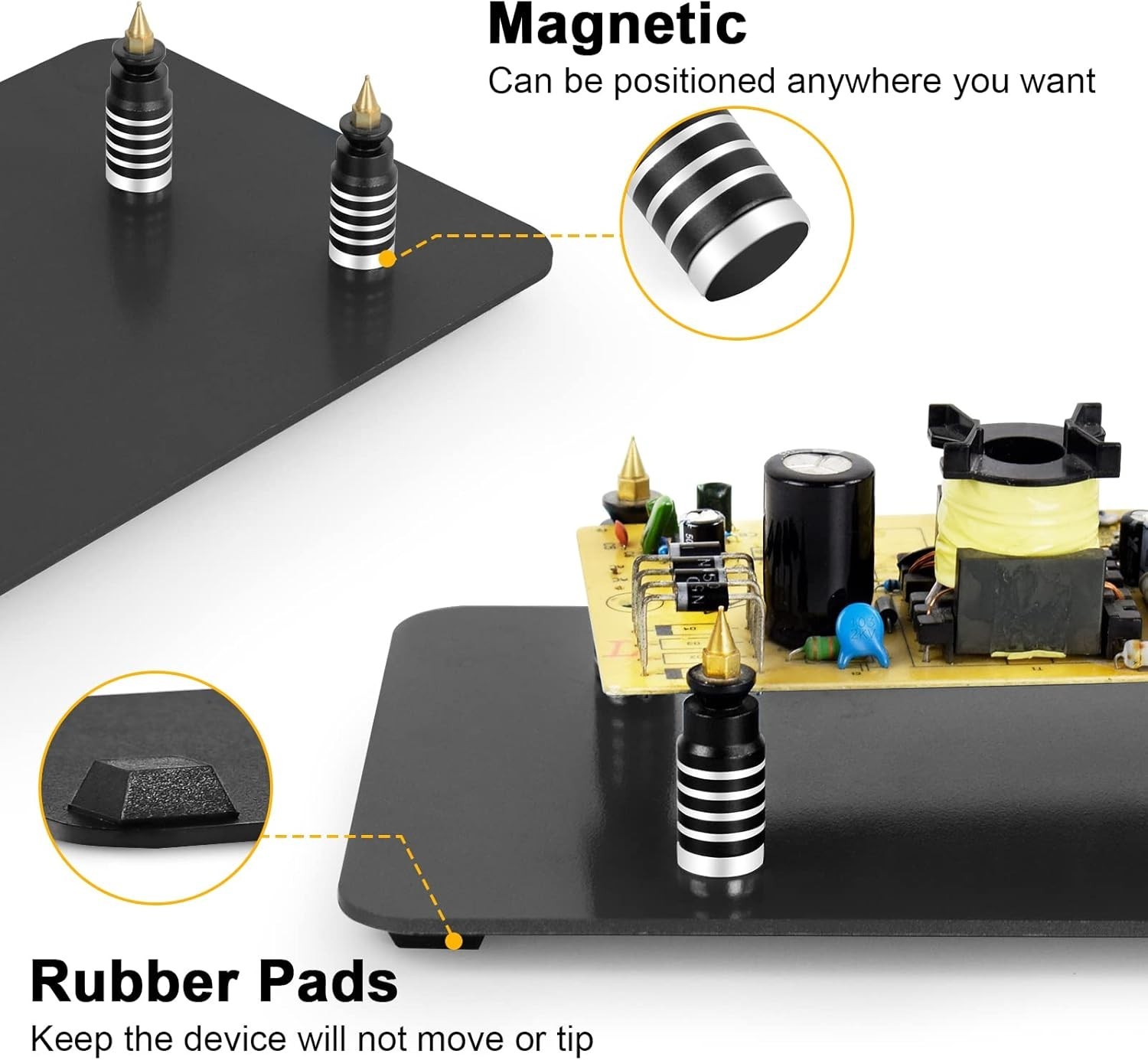 Magnetic Helping Hands Soldering Third Hand, PCB Circuit Board Holder with 3X…