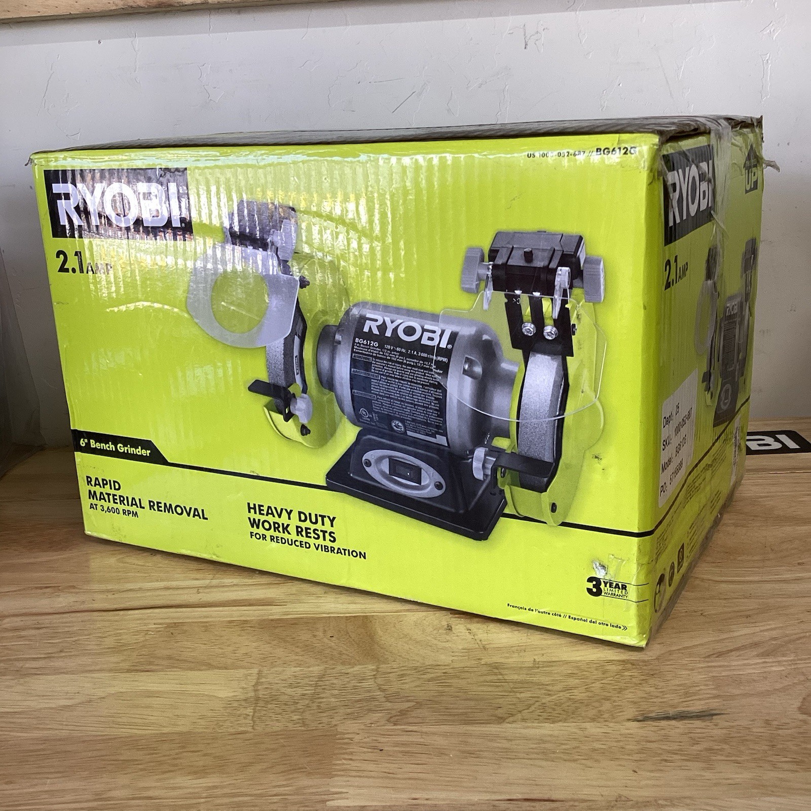 New RYOBI 2.1 Amp 6” Bench Grinder