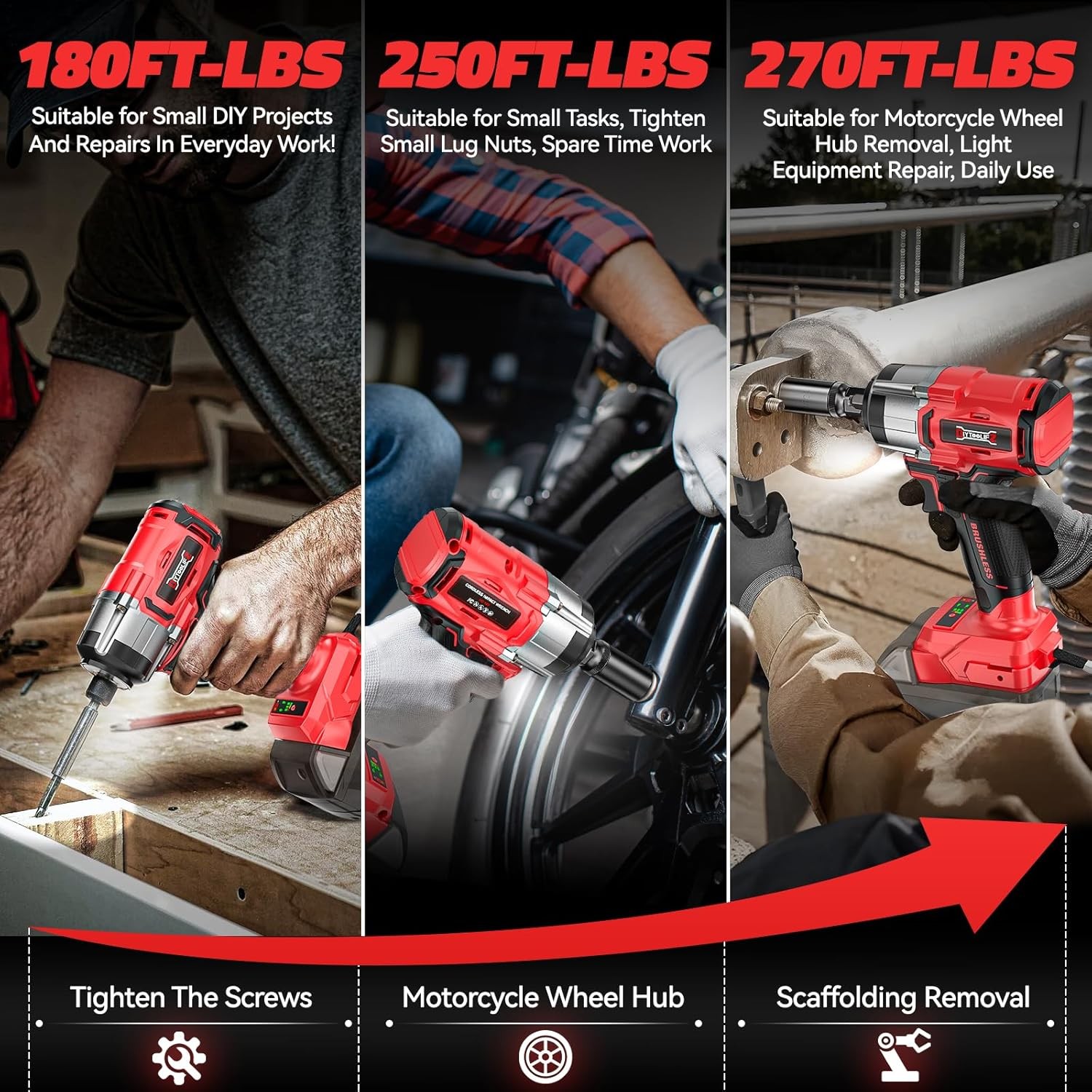 Cordless Impact Wrench Compatible W/ Milwaukee 18v Battery 250Ft-lbs 340N.m 3/8&Prime;
