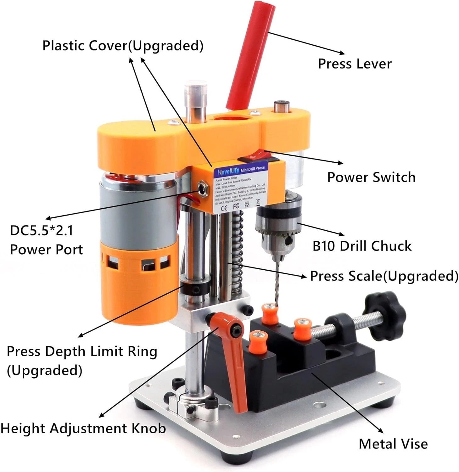 Portable Mini Drill Press for Metal and Wood – 7000 RPM Upgraded Craft Tool