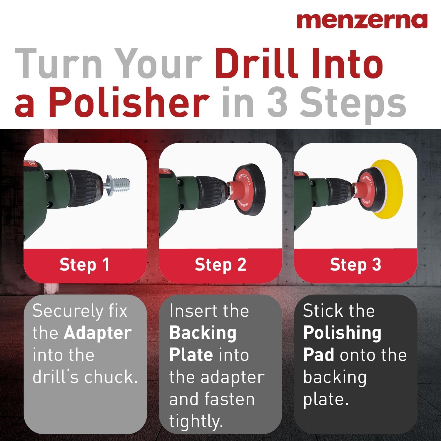 3in1 Polishing Set – One-Step Polish 8oz + Drill Machine Adapter + Medium Cut…