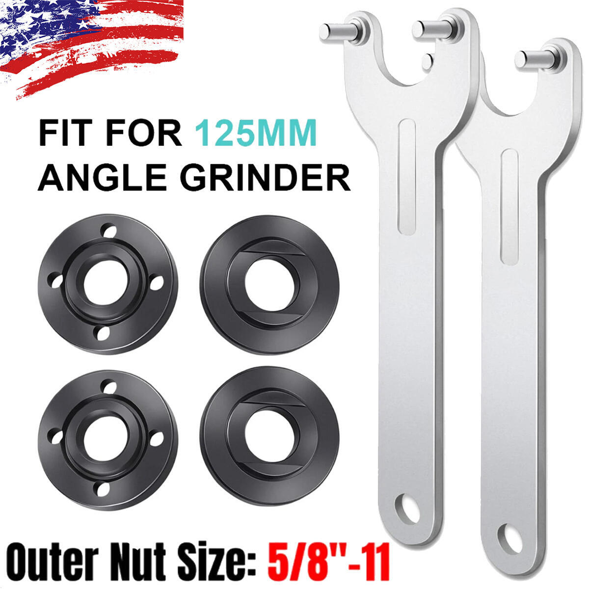 2 SETS 5/8&Prime;-11 Grinder Flange Lock Nut Angle Wrench for Dewalt Makita Milwaukee