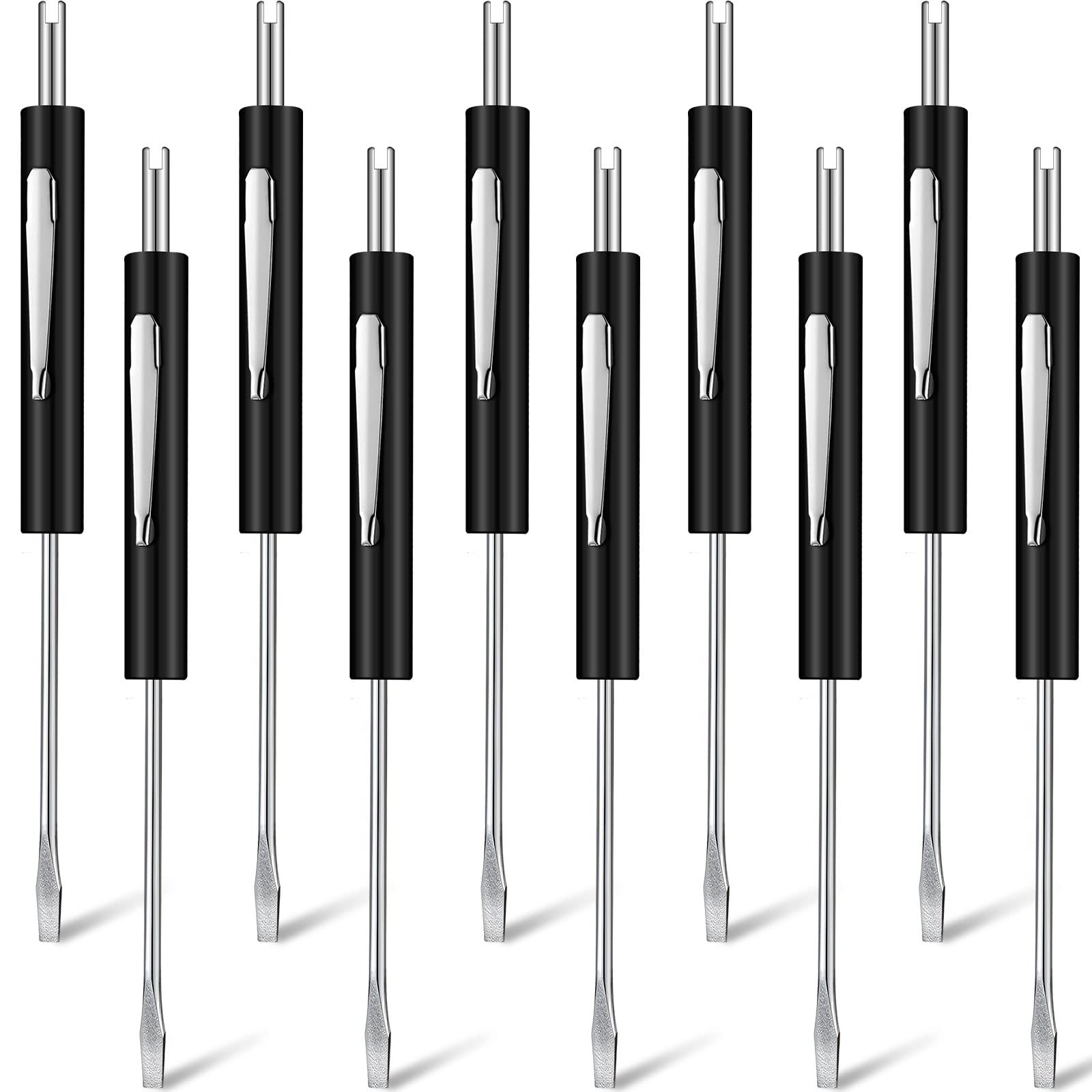 Zhehao 10 Pcs Pocket Screwdriver with Valve Core Removal Tools, Mini Black