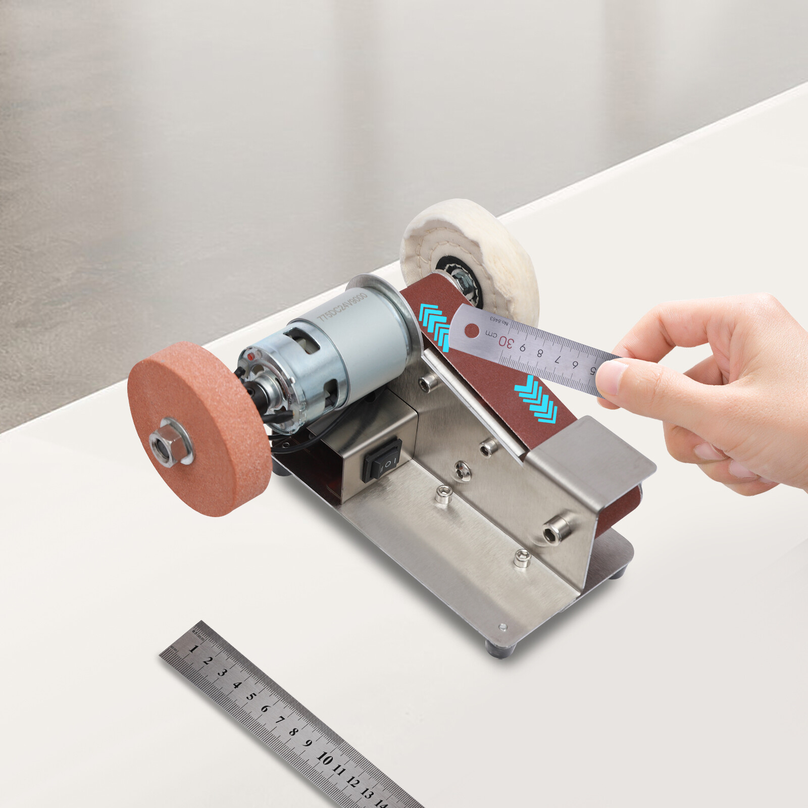Electric Small Belt Sander&7-Stage Adjustable Polisher with 20pcs Belt 9000r/min