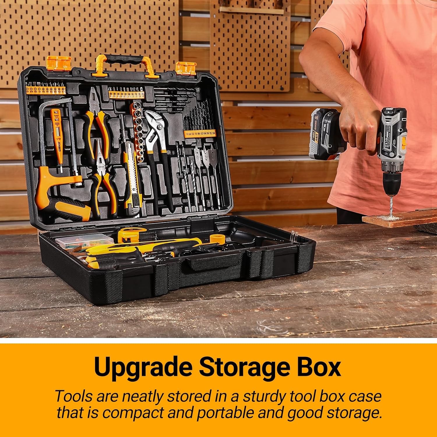 Cordless Drill Tool Kit Set: 20V Power Drill Tool Box