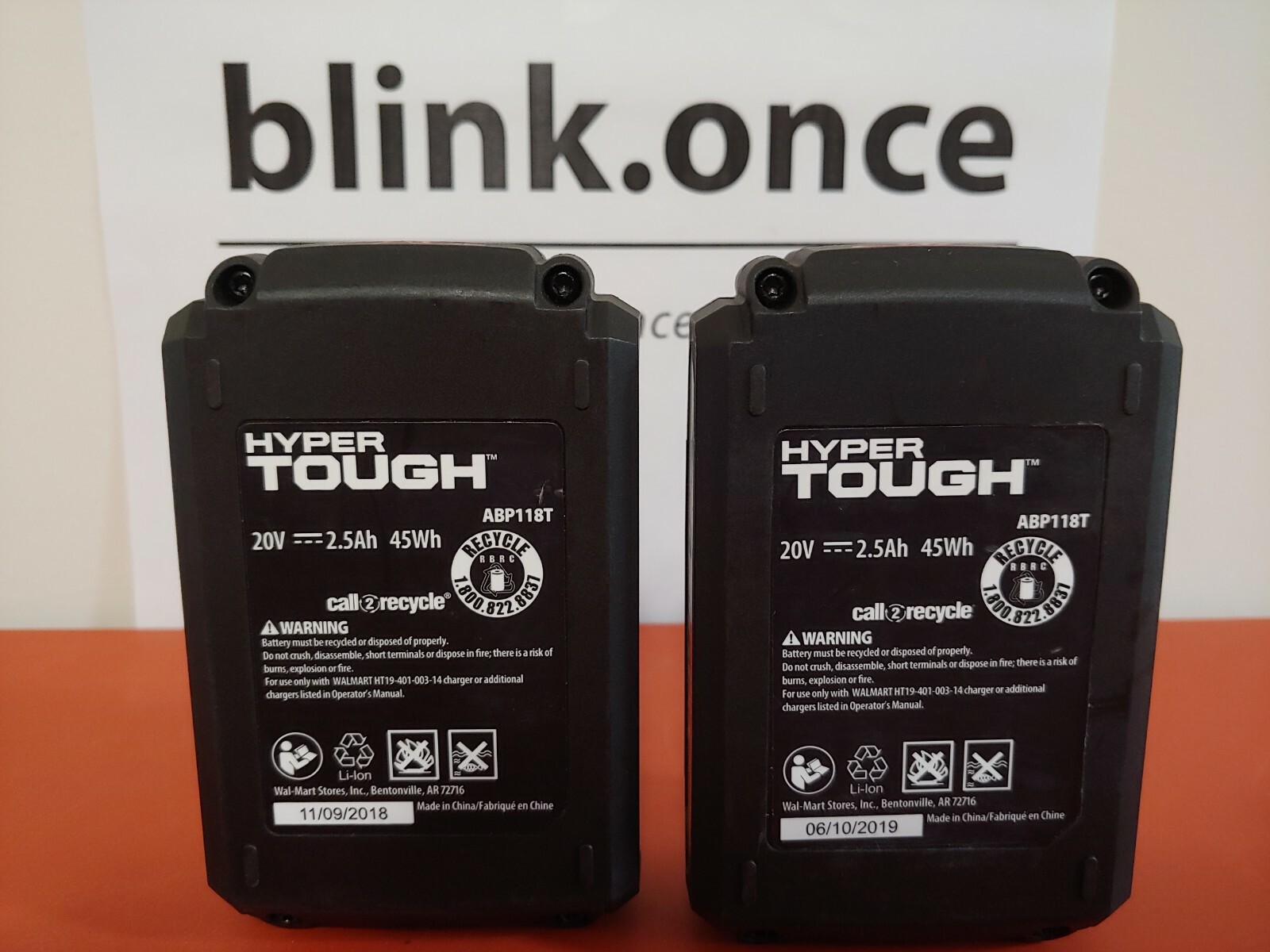 refurbished 2 HYPER TOUGH HT CHARGE 20V MAX 2.5 AH BATTERIES 20 volt 2.5 amp