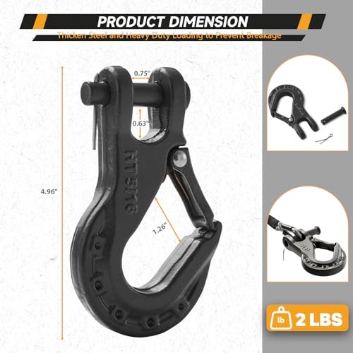 5/16 » Safety Steel Latch Winch Clevis Slip Hook Max 14,000lbs Work Load Limit
