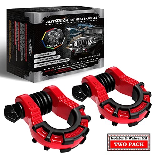 D Ring Shackles 3/4&Prime; Mega Shackle (2 3/4&Prime; Mega D-Ring Shackles Red & Black