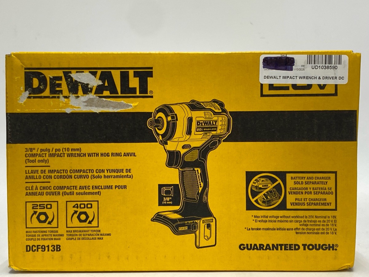 NEW OPEN BOX DeWalt DCF913B 20V Brushless 3/8&Prime; Impact Wrench Tool On (UD1038590)