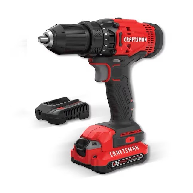 CRAFTSMAN CMCD700C1 V20 Cordless Drill Driver 1/2 Inch Kit Battery Charger