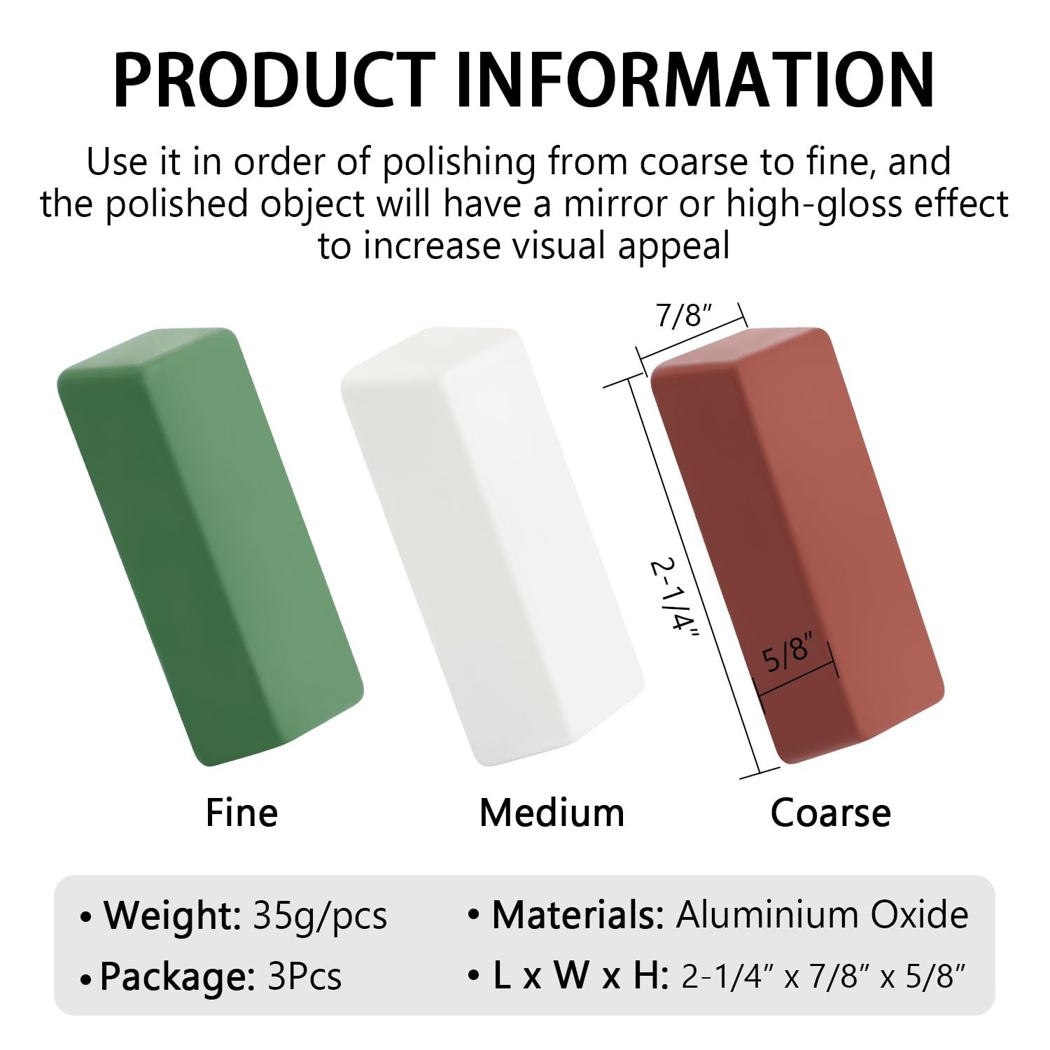 4 Oz. Buffing Compounds Set – Green Fine, White Medium, Red Coarse Grits