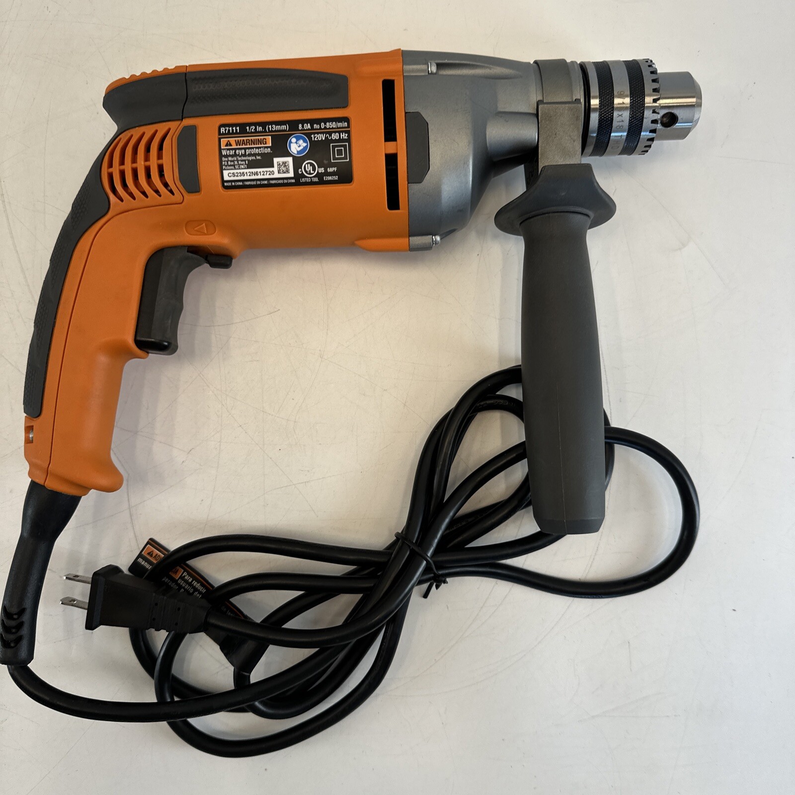 RIDGID 8 Amp 1/2 in VSR Drill Variable Speed Reversible Corded Electric R71111