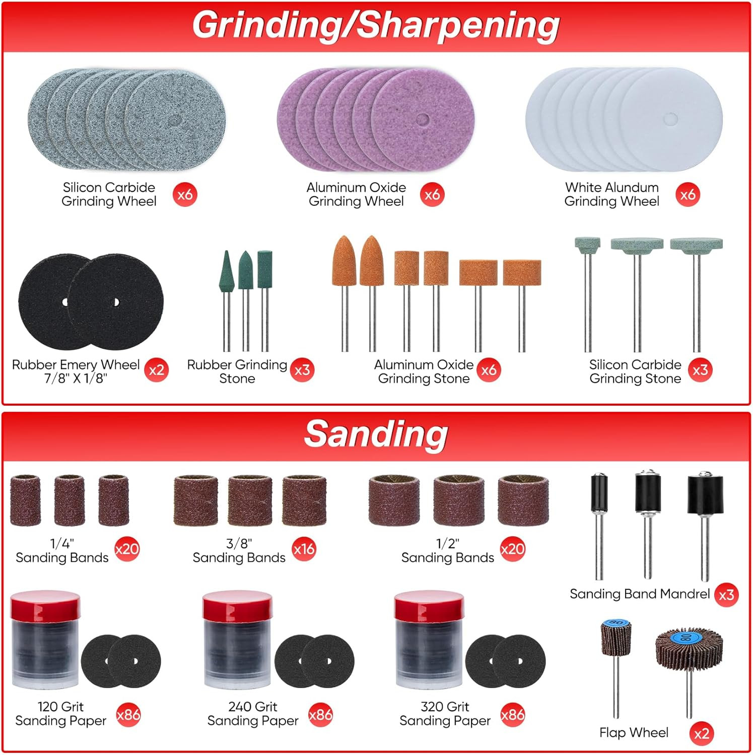 508-Piece Rotary Tool Accessories Kit, Universal Rotary Tool Bits for Sanding, C