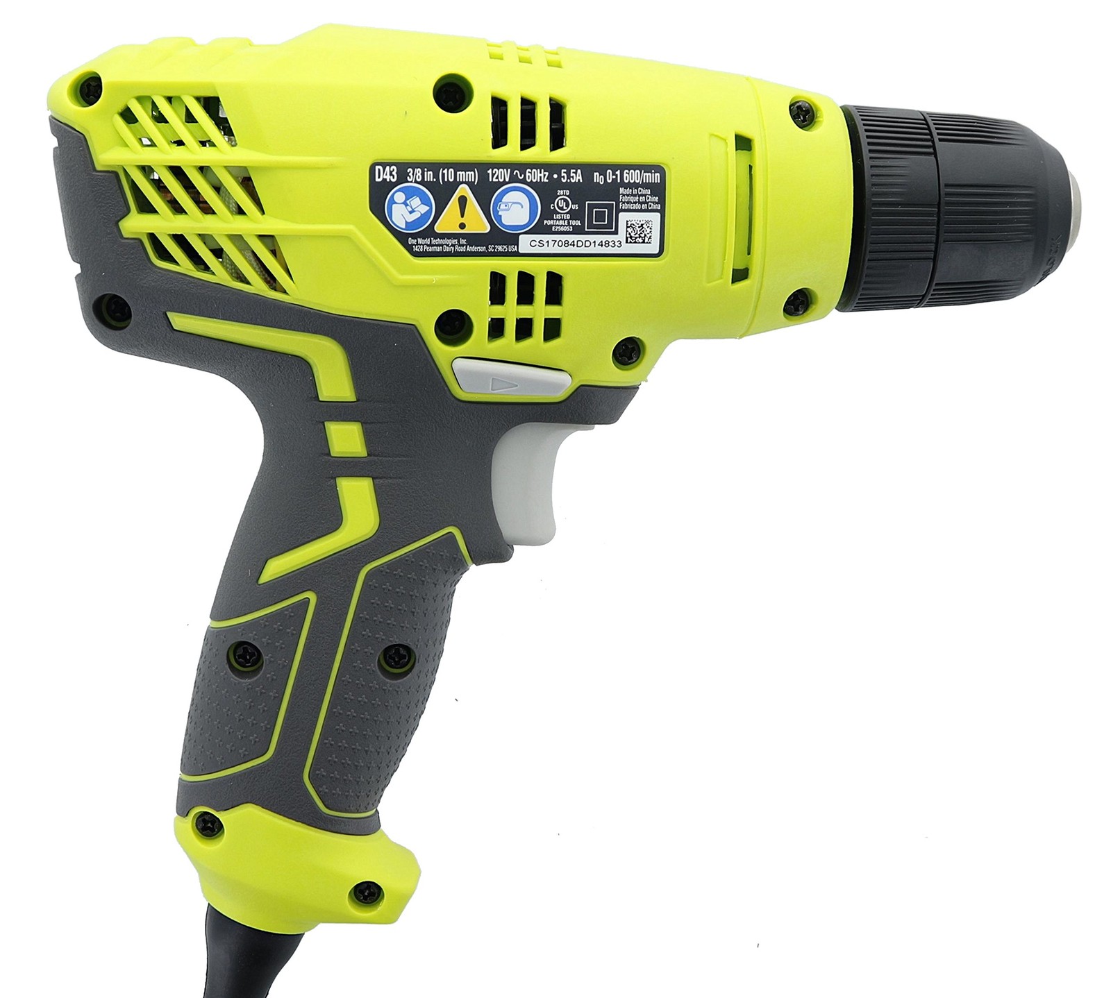 Ryobi 5.5-Amp 3/8 in. Variable Speed Corded Electric Drill – D43K