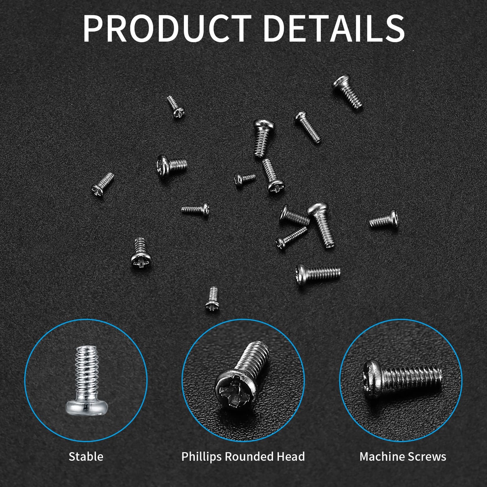 woshilaoDS 800Pcs Tiny Screws for Electronics, Micro Small Pan M1.6, Silver