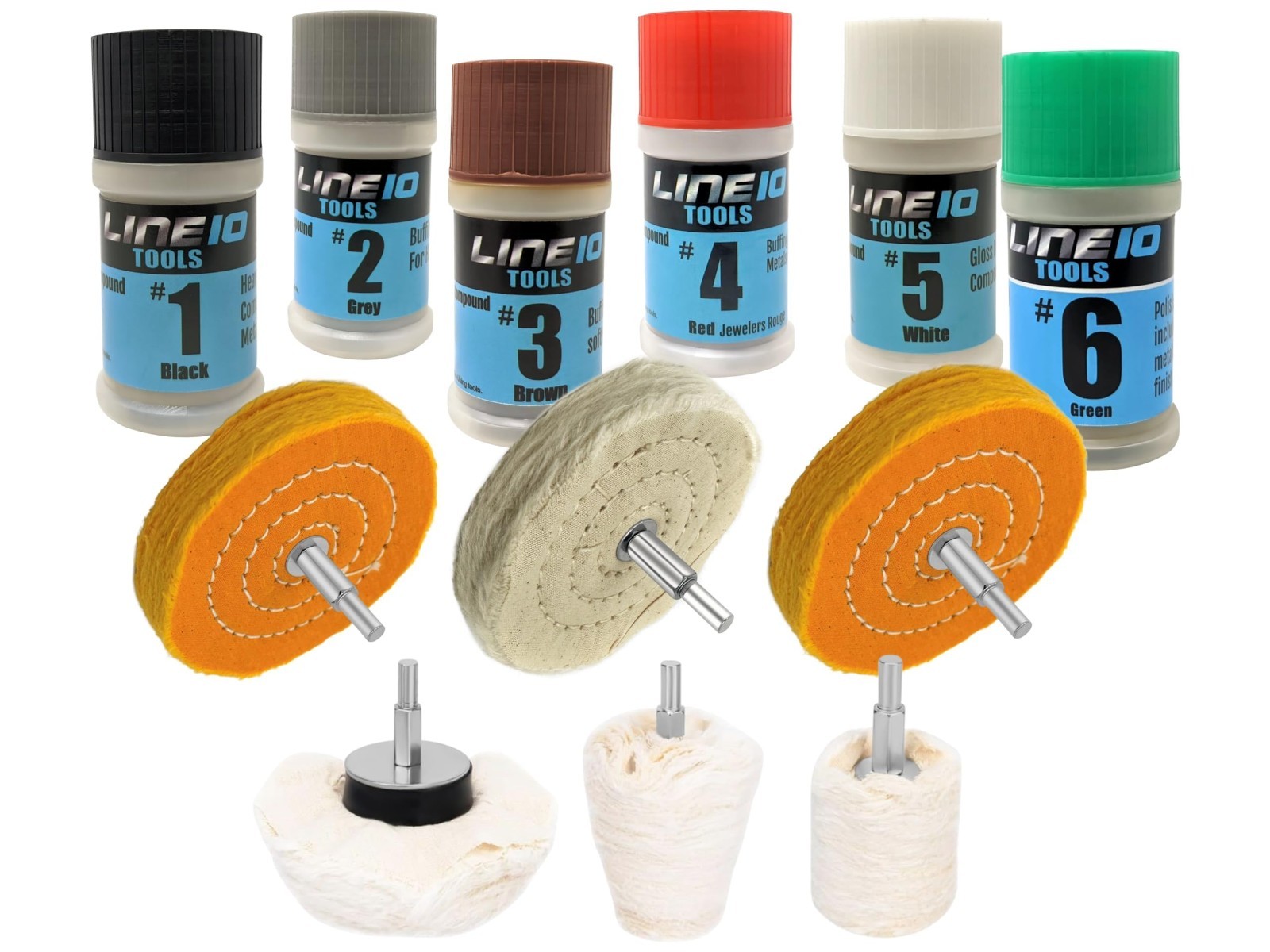 6-Piece Metal Buffing Kit – Polishing Compounds & Wheels for Drill, Aluminum, Ch