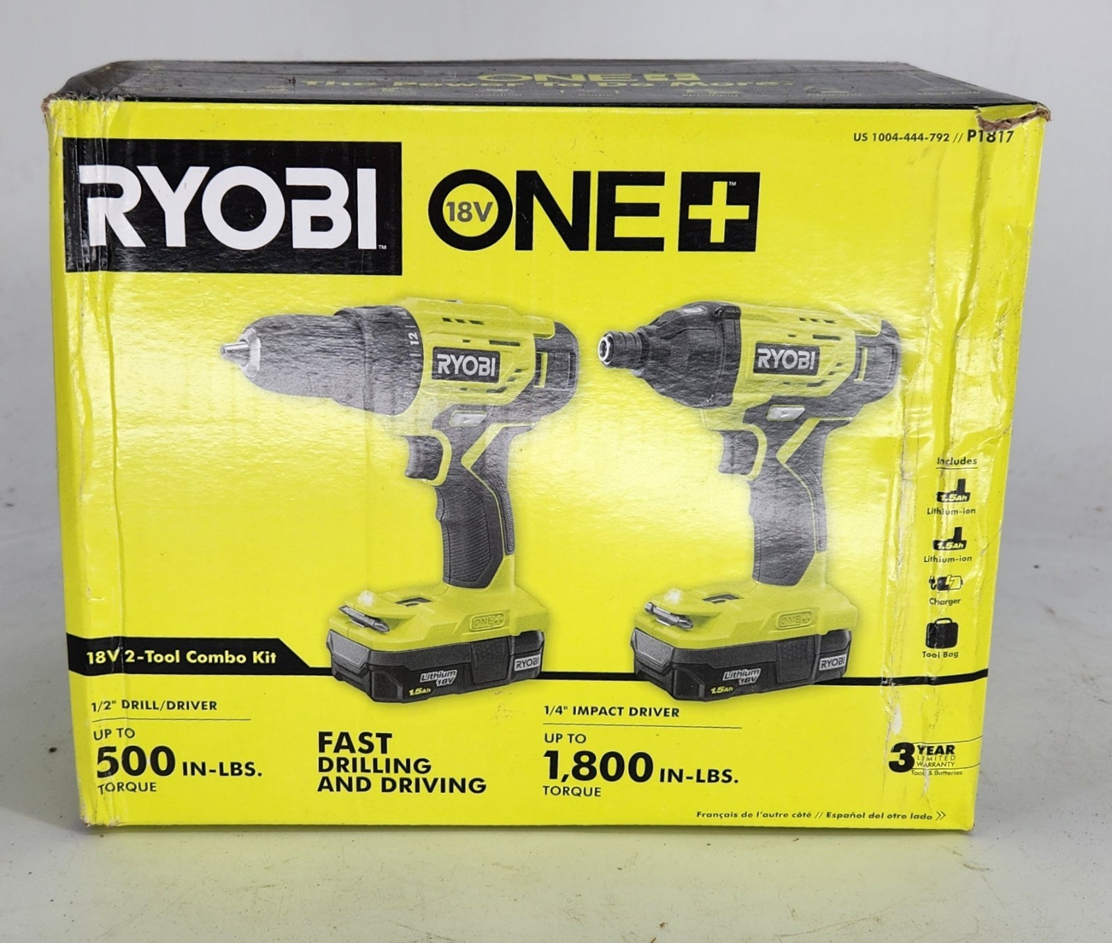Ryobi P1817 18V Cordless Impact Driver Kit