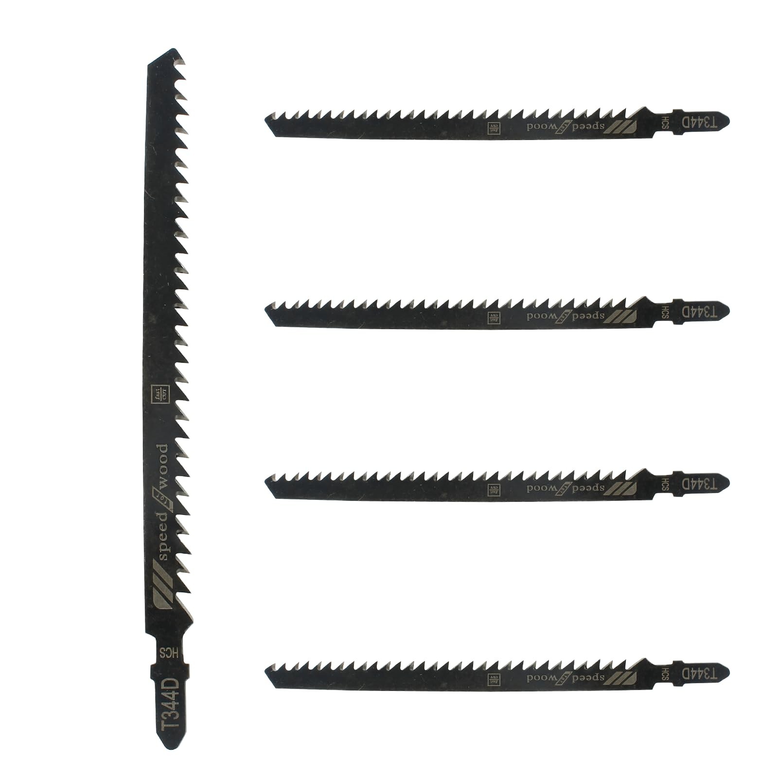 Hitefu 5PCS T344D T-Shank Jigsaw Blades, 6 Inch High Carbon Steel Long Black