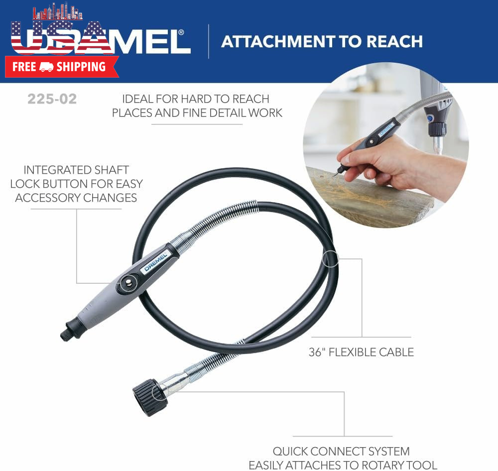 Flex Shaft Rotary Tool Attachment with Comfort Grip and 36” Long Cable – Engrave