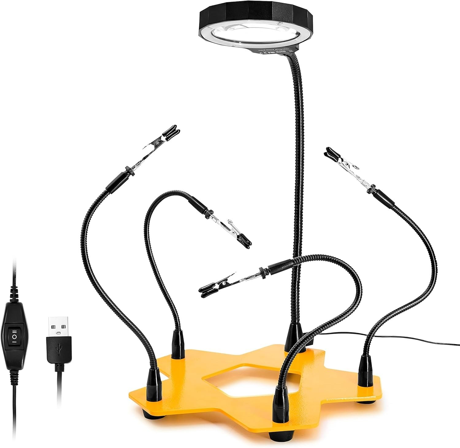 Compact LED Helping Hands Tool with Weighted Base – Perfect for Crafts & Jewelry