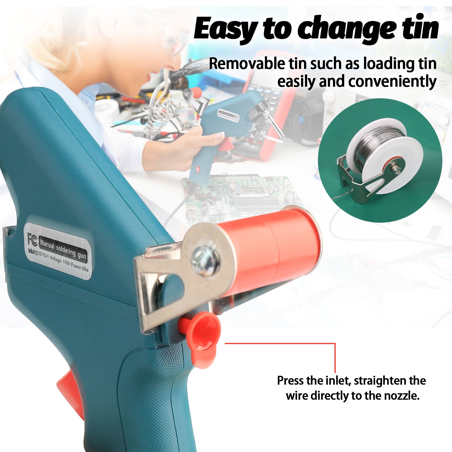 60W/100W Solder Gun Kit Auto Soldering Feed Hand-Held Welding Iron Power Tool