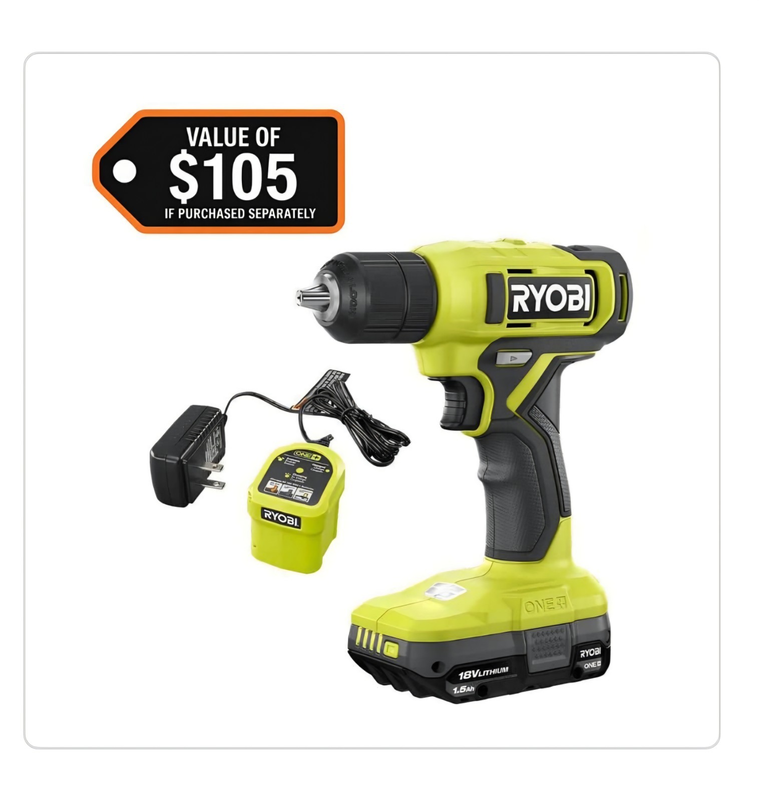 Ryobi ‎PCL201 18V ONE+ Cordless Drill Kit